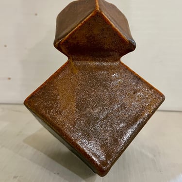California Design Geometric Cube Vase Maroon by Pierre Bounaud