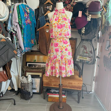 vintage betsey johnson floral halter dress 