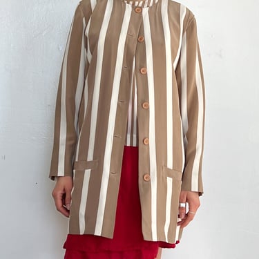 Mocha Silk Stripe Jacket (S)