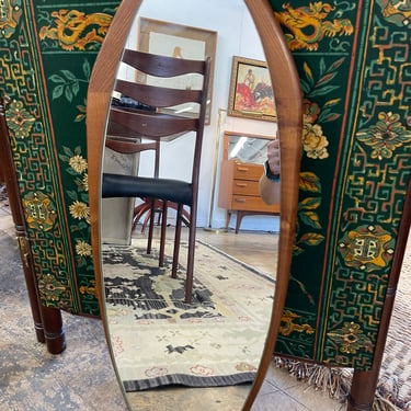 Danish Teak Oval Mirror