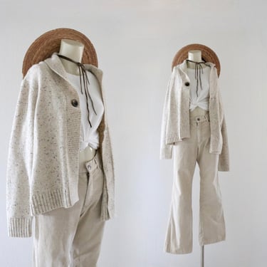 marled oatmeal wool cardigan - m 