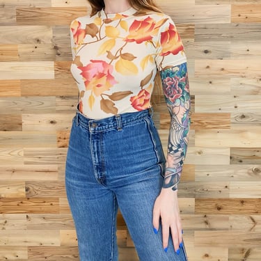 90's Body Con Fitted Floral Top 