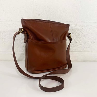 Vintage Brown Leather Shoulder Bucket Bag Purse Handbag Coach Brass Hardware 4155 Legacy Adjustable Strap Crossbody 1990s 