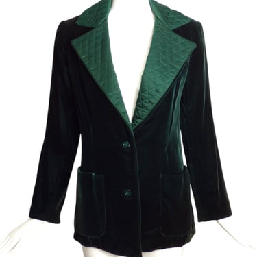 OSCAR DE LA RENTA- 1970s Green Velvet "Le Smoking", Size-8