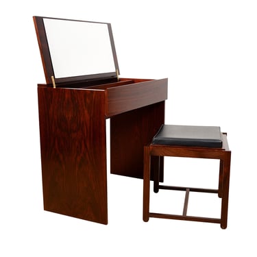 Vanity Set w. Matching Flip-Over Stool | Table in Danish Rosewood