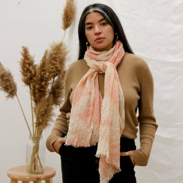 wool gauze wrap scarf, boho bride scarf, gauze lightweight scarf, naturally dyed scarf, terracotta scarf 