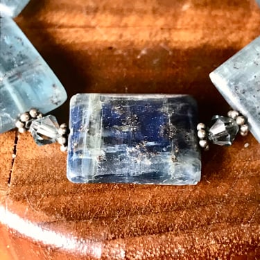Labradorite Beaded Bracelet Rectangle Stone Handmade Healing Crystal Jewelry 1990s 