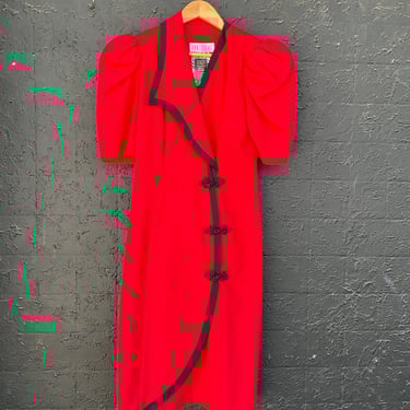 Red & Black Dress w/ Puff Sleeves