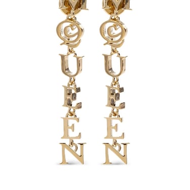 Alexander Mcqueen Women Pale Gold-Finished Logo Pendant Earrings