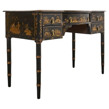 English George III Style Chinoiserie Decorated Faux Bamboo Desk