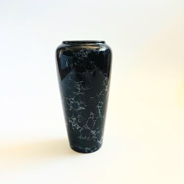Mid Century Black Drizzle Ceramic Vase 