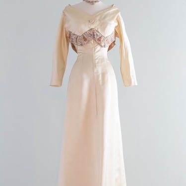 Vintage 1940's Ivory Silk Dressing Gown From The Elizabeth Arden Fashion Floor / Small
