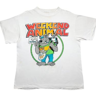 Vintage 80s/90s Sun Sportswear “Weekend Animal” Funny Beer Drinking Graphic T-Shirt Size Large 
