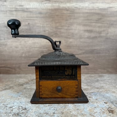 Antique Grinder by Arcade Manufacturing, Imperial Mill No. 567 for Coffee Lovers' Kitchen Decor 