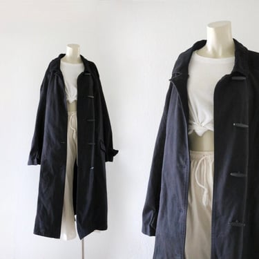 oversized black toggle coat with corduroy 
