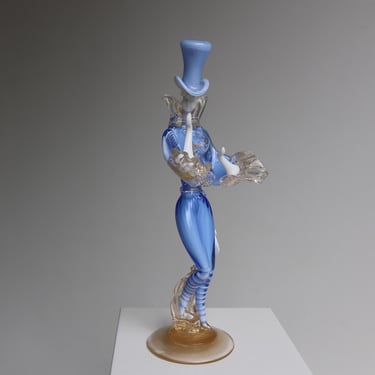 Murano Glass Dancing Gentleman Blue Gold Aventurine – Franco Toffolo Style – Venetian Art Figurine 