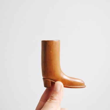 Vintage Hand Carved Wooden Boot 