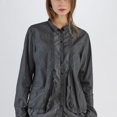 Over-Dyed Tailored Blouse with Dimensional Pleat Details