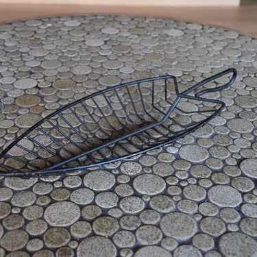 Vintage Midcentury Modern Wrought Iron Leaf Catchall Basket by Fred Press for Rubel, ca. 1950's California 