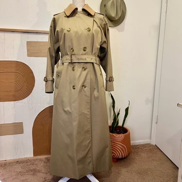 Burberry Vintage 90s Classic Double Button Wool Lined Full Length Trench Coat 10 