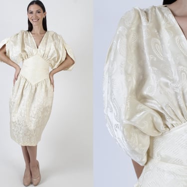 Barboglio Christina Jan Dress, Cream Avant Garde Party Gown, Vintage 80s Designer Prom, Open Back 