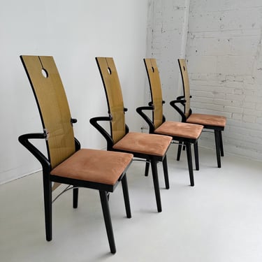 POSTMODERN DINING CHAIRS IN THE STYLE OF PIERRE CARDIN, SET OF 4