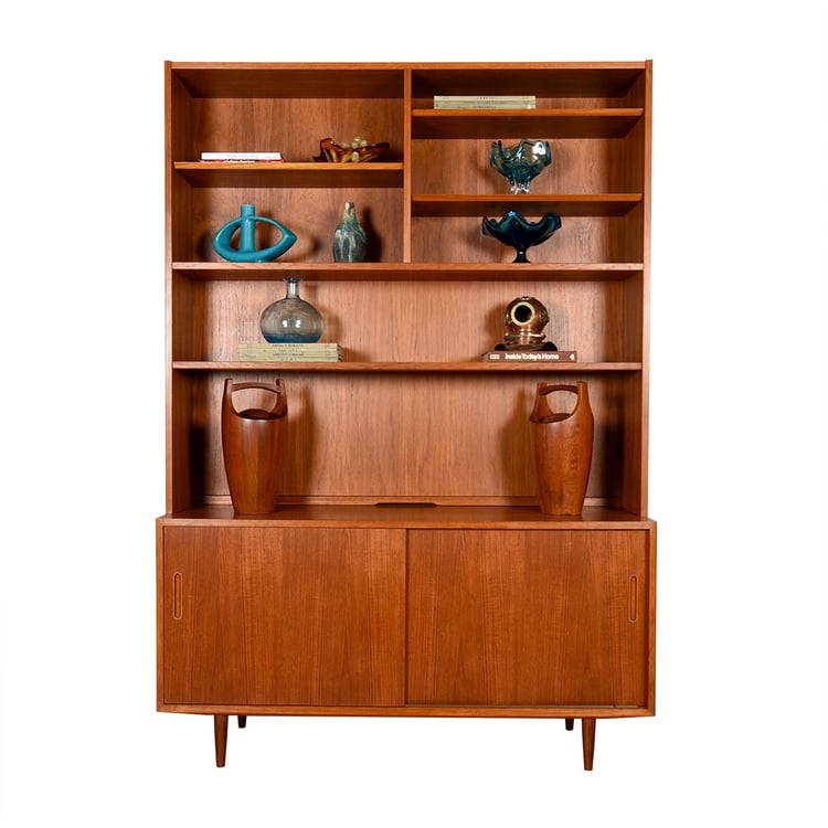2-Piece Danish Teak Bookcase &#8212; Media | Display Cabinet