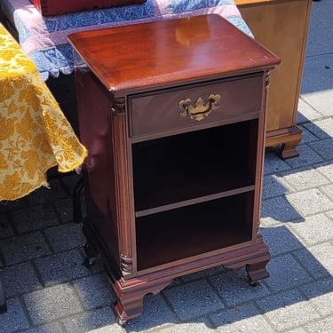 Single Drawer Solid Mahogany Bedside Table on Casters