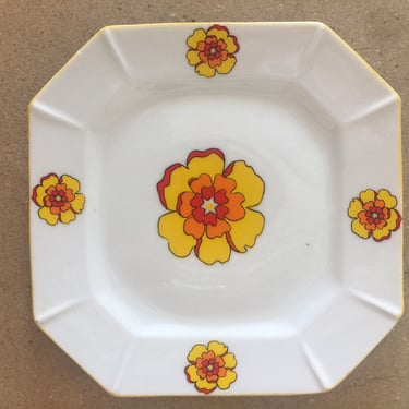 Vintage 1960s Mid Century Mod Graphic Flower Tapas Small Serving Dish 