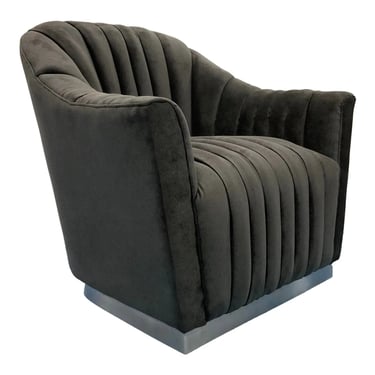 Modern Gray Microfiber Channeled Club Chair S