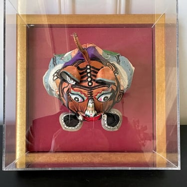 Framed Antique Chinese Child Tiger-Head Hat