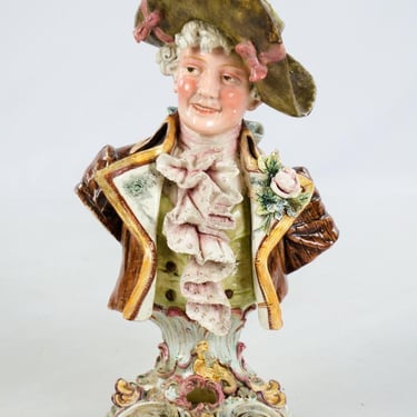 Victorian Porcelain Male Bust Statue Styled After Turn-Teplitz 