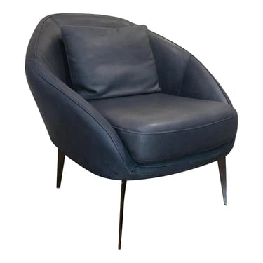 Modern Italian Blue Leather Club Chair