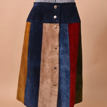 Suede Patchwork Skirt By Julian Vard, XS