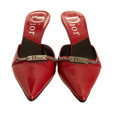 Dior Red Logo Plaque Kitten Heels