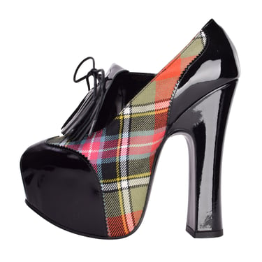 Vivienne Westwood Patent Leather & Bruce of Kinnaird Tartan Plaid Kiltie Elevated 'Golf' Shoes