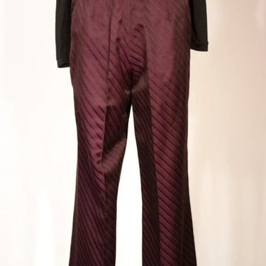Thierry Mugler Couture eggplant wool-silk striped trousers 