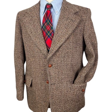 Vintage HARRIS TWEED 100% Wool Herringbone Sport Coat ~ 44