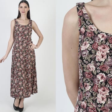 Romantic Floral Dress, 90s Liberty Print, Grunge Festival Maxi, Womens Babydoll Sundress 