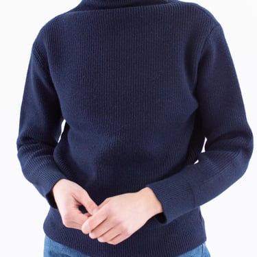 The Castine Sweater | Vintage Navy Blue Wool Turtleneck Sweater | Unisex Roll Neck Knit Jumper | Military | XS S 