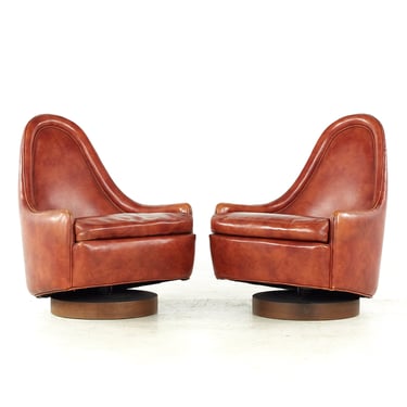 Milo Baughman for Thayer Coggin Mid Century Swivel Lounge Chair - Pair - mcm 