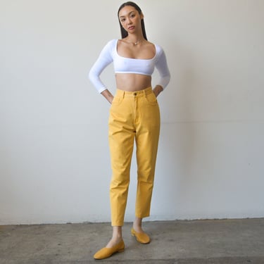 6844t / yellow high waist tapered jeans 