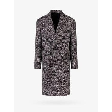 BOTTEGA VENETA MAN Wool blend coat with moulin herringbone motif