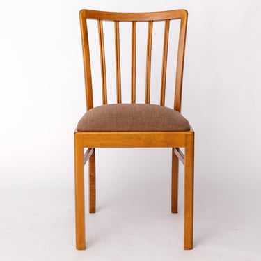 1 of 4 Mid-Century Beech Dining Chair by Stöss, Germany, 1950s–60s – Gray Upholstery – 4 Available – Vintage Wooden Side Chair 