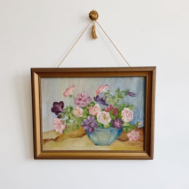 Original Floral Painting of Pansies from 1935