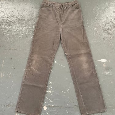 30x33 70s Corduroy Cotton Pants Flared Boot Cut Gray Women’s Bells Vintage Workwear Hippy 