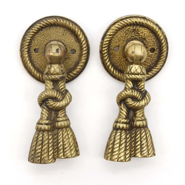 Pair of Vintage Brass Rope Tassel Drawer Pulls