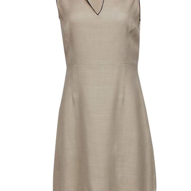 Kate Spade - Beige Woven A-Line Dress w/ Contrasting Piping Sz 8