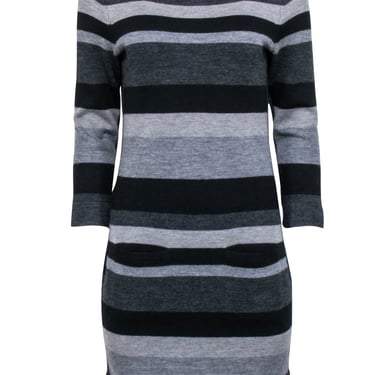 Rag &amp; Bone - Grey &amp; Black Stripe Wool Knit Dress Sz M
