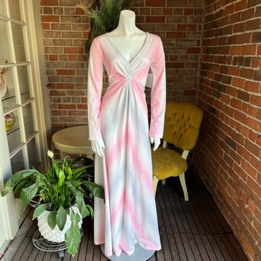 1970s Pink &amp; Silver Ombre Jersey Dress